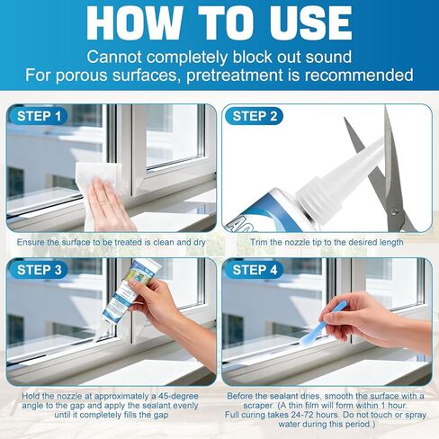 100g Acoustical Sealant, Acoustic Caulk Acoustical Caulk High-Efficiency Sound Insulation Strong Adhesion Durability for Sound Insulation of Gaps in Ceilings Door Walls Floors Window in Kuwait