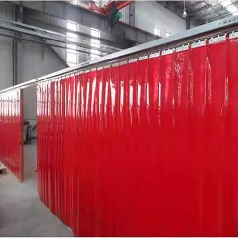 Welding Protection Curtain - PVC Strip Door, Vinyl Curtain for Warehouses & Factories, Arc Light Shield, Red Color, 1.2x2.3m - Durable & Easy to Install in Saudi Arabia