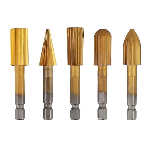 5Pcs HSS Woodworking Rotary File, Hex Shank Double Cut Metal Grinder Drill Bit, High Speed Steel Multi-Material Carving Tool for Wood, Resin, Metal, Stone, Dremel Drill Bits Compatible in Saudi Arabia