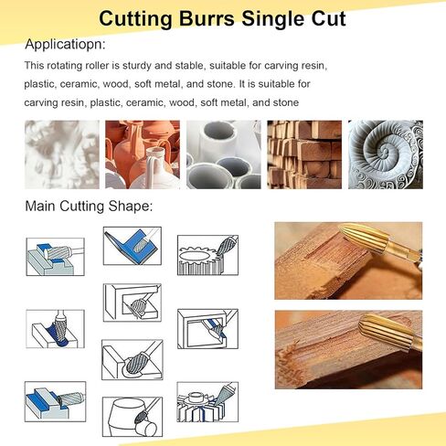 5Pcs HSS Woodworking Rotary File, Hex Shank Double Cut Metal Grinder Drill Bit, High Speed Steel Multi-Material Carving Tool for Wood, Resin, Metal, Stone, Dremel Drill Bits Compatible in Saudi Arabia