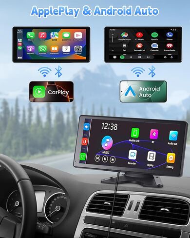 RV Camera System with CarPlay & Android Auto, 10.36'' Monitor with Blind Spot Detection/Parking Monitoring/Voice Control/DVR/Navigation, 4 1080P Backup Camera System for Semi Truck Trailer Camper in Kuwait