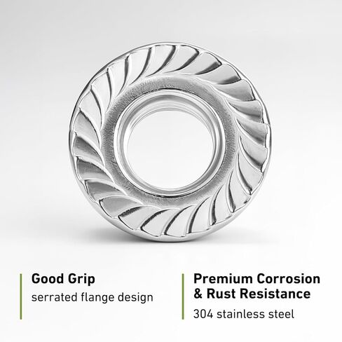 M10 Flange Nuts 32Pcs, Metric M10-1.5mm Serrated Flange Hex Nuts 304 Stainless Steel 18-8, Bright Plain Finish in Kuwait