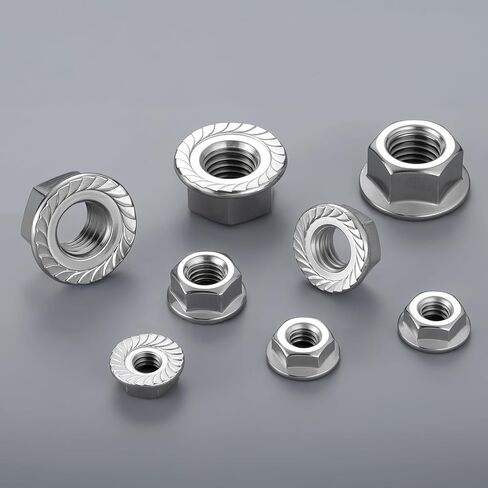 M10 Flange Nuts 32Pcs, Metric M10-1.5mm Serrated Flange Hex Nuts 304 Stainless Steel 18-8, Bright Plain Finish in Kuwait