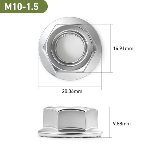 M10 Flange Nuts 32Pcs, Metric M10-1.5mm Serrated Flange Hex Nuts 304 Stainless Steel 18-8, Bright Plain Finish in Kuwait