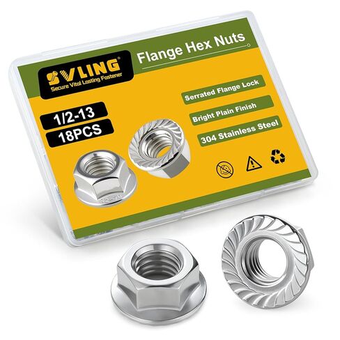 M10 Flange Nuts 32Pcs, Metric M10-1.5mm Serrated Flange Hex Nuts 304 Stainless Steel 18-8, Bright Plain Finish in Kuwait