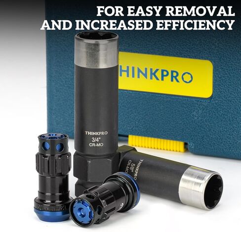 7 Spline Lug Nut Key Set - Thin Wall Spline Socket Removal Tool Kit for Aftermarket Wheels, Reinforced Cr-Mo Steel Dual Hex Drive (3/4" & 13/16") with 3/8" Drive and Storage Case,Black in Kuwait