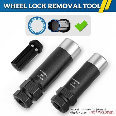 7 Spline Lug Nut Key Set - Thin Wall Spline Socket Removal Tool Kit for Aftermarket Wheels, Reinforced Cr-Mo Steel Dual Hex Drive (3/4" & 13/16") with 3/8" Drive and Storage Case,Black in Kuwait