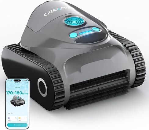 C1 Robotic Pool Cleaner, 170-180 Mins, Ultra-Strong Suction, Wall & Waterline Cleaning, Pool Vacuum for Inground Pools, Dual Filtration, Smart Navigation, App Support in Saudi Arabia