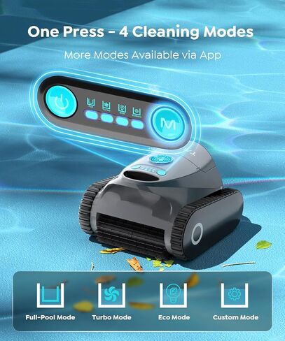 منظف ​​حمام السباحة الآلي C1، 170-180 دقيقة، شفط قوي للغاية، تنظيف الجدران وخط الماء، مكنسة حمام السباحة لحمامات السباحة الداخلية، ترشيح مزدوج، ملاحة ذكية، دعم التطبيقات in Kuwait