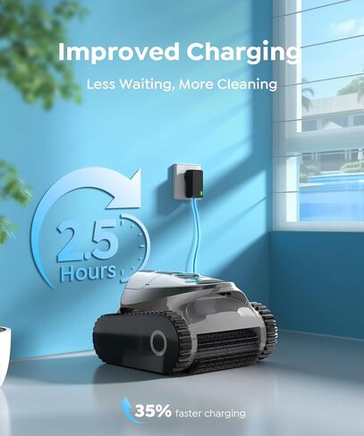 منظف ​​حمام السباحة الآلي C1، 170-180 دقيقة، شفط قوي للغاية، تنظيف الجدران وخط الماء، مكنسة حمام السباحة لحمامات السباحة الداخلية، ترشيح مزدوج، ملاحة ذكية، دعم التطبيقات in Kuwait