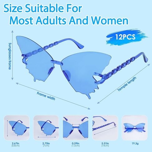 Sunglasses Butterfly, Rimless Butterfly Sunglasses, Adult Party Favors, for Daily, Bachelorette, Wedding, Vacation in Saudi Arabia