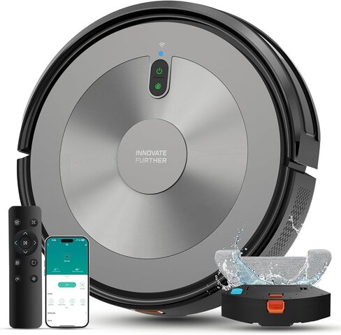 Robot Vacuum and Mop Combo, 5000Pa 3-in-1 Robotic Vacuum Cleaner, Brushless Motor, Tangle-Free Design, Smart App/Alexa Control, Auto Charging & Schedule, ideal for Pet Hair, Hard Floor and Carpet in Saudi Arabia