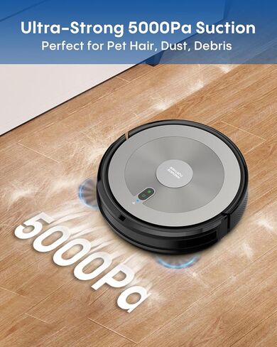 Robot Vacuum and Mop Combo, 5000Pa 3-in-1 Robotic Vacuum Cleaner, Brushless Motor, Tangle-Free Design, Smart App/Alexa Control, Auto Charging & Schedule, ideal for Pet Hair, Hard Floor and Carpet in Saudi Arabia