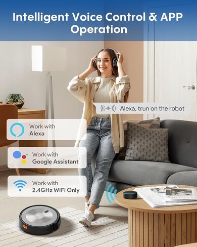 Robot Vacuum and Mop Combo, 5000Pa 3-in-1 Robotic Vacuum Cleaner, Brushless Motor, Tangle-Free Design, Smart App/Alexa Control, Auto Charging & Schedule, ideal for Pet Hair, Hard Floor and Carpet in Saudi Arabia