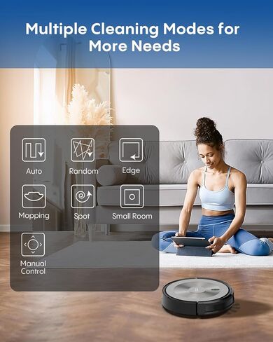 Robot Vacuum and Mop Combo, 5000Pa 3-in-1 Robotic Vacuum Cleaner, Brushless Motor, Tangle-Free Design, Smart App/Alexa Control, Auto Charging & Schedule, ideal for Pet Hair, Hard Floor and Carpet in Saudi Arabia