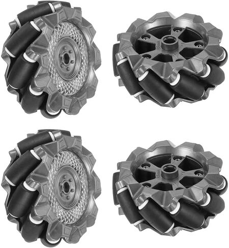 MECCANIXITY 2Set Mecanum Wheels Set, 66mm / 2.6" ABS Rubber Omnidirectional Wheels for Smart Robot Car Parts DIY Models Accessories, Black in Saudi Arabia