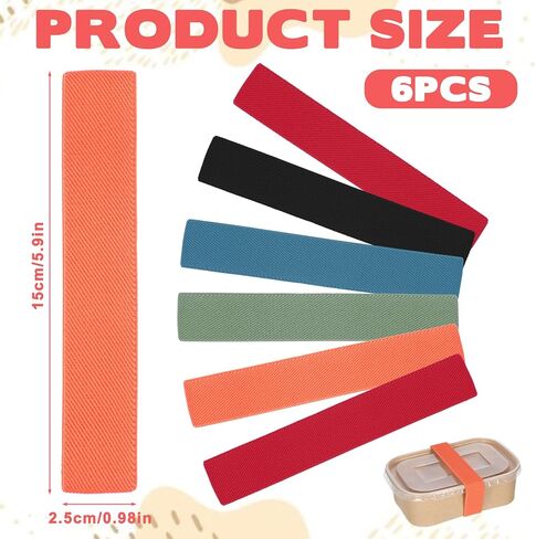 Thinp 6 Pcs Bento Box Elastic Belt, Elastic Cinch Straps Multicolored Lunch Box Fixing Band Universal Bento Boxes Replacement Bands for Office Classroom Picnic Camping Outdoors Meals in Saudi Arabia