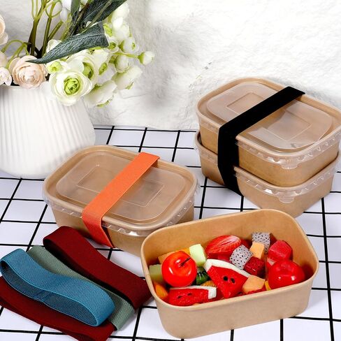 Thinp 6 Pcs Bento Box Elastic Belt, Elastic Cinch Straps Multicolored Lunch Box Fixing Band Universal Bento Boxes Replacement Bands for Office Classroom Picnic Camping Outdoors Meals in Saudi Arabia