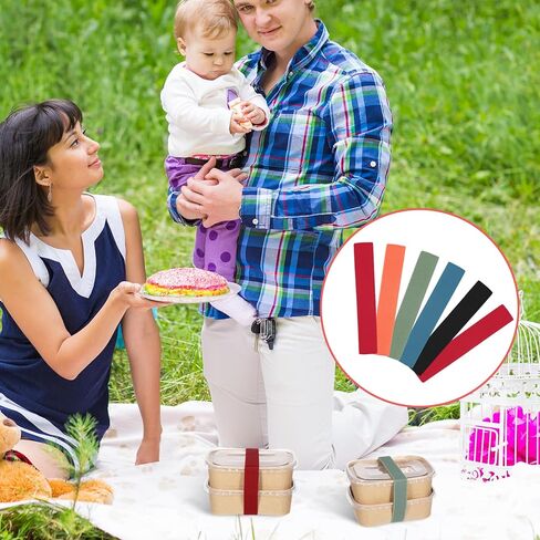 Thinp 6 Pcs Bento Box Elastic Belt, Elastic Cinch Straps Multicolored Lunch Box Fixing Band Universal Bento Boxes Replacement Bands for Office Classroom Picnic Camping Outdoors Meals in Saudi Arabia