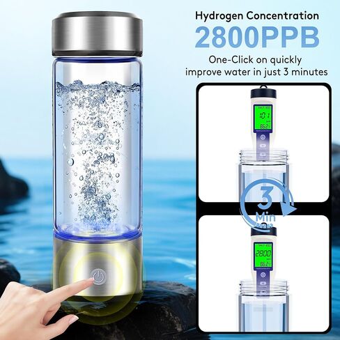 2026 New Hydrogen Water Bottle, 2800PPB in 3Min, SPE PEM Tech, Portable 16OZ, Rechargeable Hydrogen Water Bottle for Travel, Home, Office – Gift for Family & Friends (XR-15) in Saudi Arabia