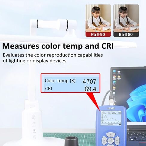 جهاز اختبار سطوع الضوء، مقياس الإنارة الرقمي مع مجسات 10/20 مم، 1-1000000cd M² لشاشات HDR وأجهزة العرض Flicker CRI Spectrum Analysis in Kuwait