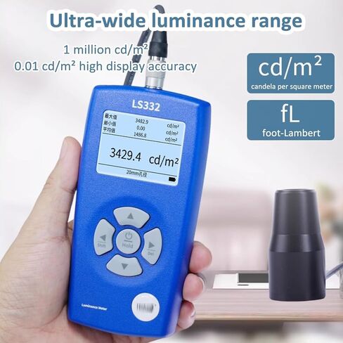 جهاز اختبار سطوع الضوء، مقياس الإنارة الرقمي مع مجسات 10/20 مم، 1-1000000cd M² لشاشات HDR وأجهزة العرض Flicker CRI Spectrum Analysis in Kuwait