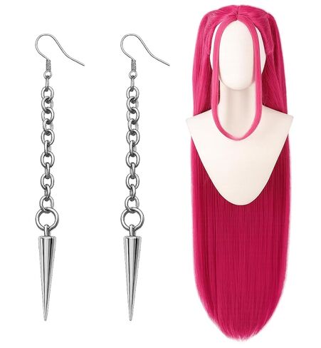 Swooflia Purple Braid Wig for Women & Cosplay Accessories - Convenient Set Includes Adjustable Wig Cap, Earings, Cosplay Wig for Halloween, Costume, Party and Daily Use in Kuwait