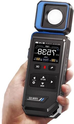 مقياس الإضاءة Lux/FC، مقياس الإضاءة الرقمي FPM02 مع نطاق قياس 99900 لوكس مع شاشة LED رقمية ملونة مقاس 2.0 بوصة، ويتميز بتسجيل بحد أقصى MIN، وشاشة TFT بإضاءة خلفية in Kuwait