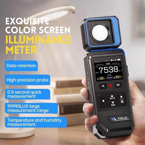 مقياس الإضاءة Lux/FC، مقياس الإضاءة الرقمي FPM02 مع نطاق قياس 99900 لوكس مع شاشة LED رقمية ملونة مقاس 2.0 بوصة، ويتميز بتسجيل بحد أقصى MIN، وشاشة TFT بإضاءة خلفية in Kuwait