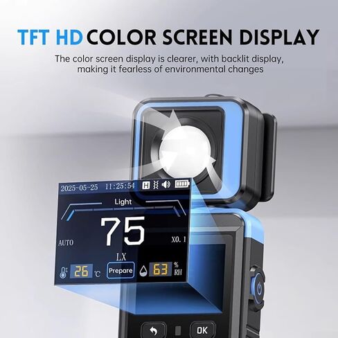 مقياس الإضاءة Lux/FC، مقياس الإضاءة الرقمي FPM02 مع نطاق قياس 99900 لوكس مع شاشة LED رقمية ملونة مقاس 2.0 بوصة، ويتميز بتسجيل بحد أقصى MIN، وشاشة TFT بإضاءة خلفية in Kuwait