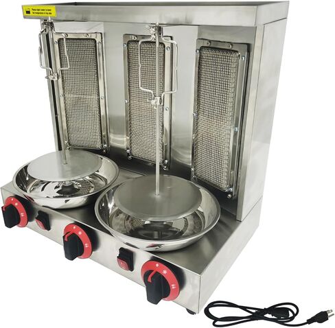 Shawarma Grill Machine with 3 Burners LP Gas Kebab Gyro Grill Machine Vertical Rotating Broiler for Home Restaurant Kitchen Party in Kuwait
