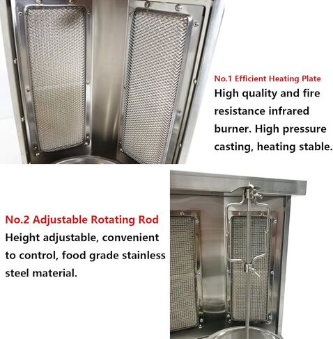 Shawarma Grill Machine with 3 Burners LP Gas Kebab Gyro Grill Machine Vertical Rotating Broiler for Home Restaurant Kitchen Party in Kuwait