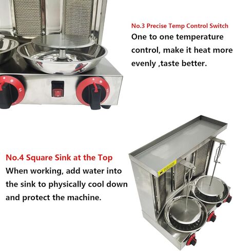 Shawarma Grill Machine with 3 Burners LP Gas Kebab Gyro Grill Machine Vertical Rotating Broiler for Home Restaurant Kitchen Party in Kuwait