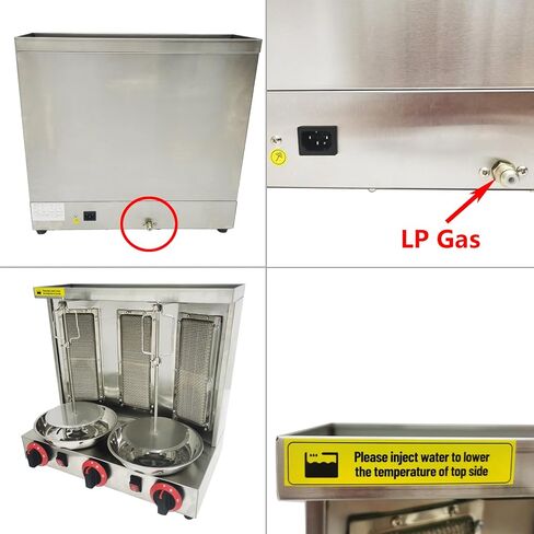 Shawarma Grill Machine with 3 Burners LP Gas Kebab Gyro Grill Machine Vertical Rotating Broiler for Home Restaurant Kitchen Party in Kuwait