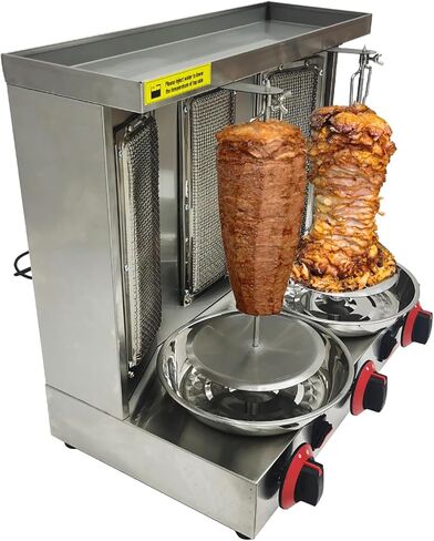 Shawarma Grill Machine with 3 Burners LP Gas Kebab Gyro Grill Machine Vertical Rotating Broiler for Home Restaurant Kitchen Party in Kuwait