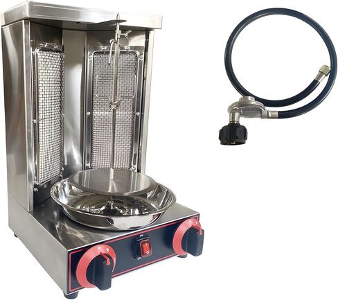 آلة شواء شاورما غاز LP آلة الدوران العمودية آلة الدوران الدوارة آلة كباب دونر مع 2 شعلات لحفلات المطبخ المنزلي والمطعم in Kuwait