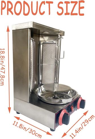 آلة شواء شاورما غاز LP آلة الدوران العمودية آلة الدوران الدوارة آلة كباب دونر مع 2 شعلات لحفلات المطبخ المنزلي والمطعم in Kuwait