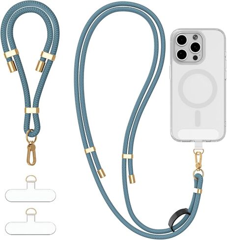 4-in-1 Phone Lanyard + Wrist Strap Kit مع علامات تبويب 2 حزمة ، وحزام الهاتف القابل للتعديل العالمي ، وحبل العنق المضاد للسرقة لـ iPhone 16 Pro Max ومعظم الهواتف الذكية ، الأسود in Saudi Arabia