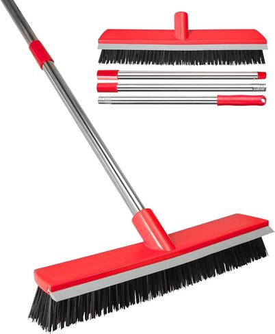 15.7 Inch Floor Scrub Brush Removable Stainless Steel Handle 2 in 1 Scrape Brush Stiff Bristle Shower Scrubber for Cleaning Patio Bathroom Garage Kitchen Wall Deck Tub Tile 52.4 inch Tall in Kuwait