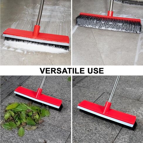 15.7 Inch Floor Scrub Brush Removable Stainless Steel Handle 2 in 1 Scrape Brush Stiff Bristle Shower Scrubber for Cleaning Patio Bathroom Garage Kitchen Wall Deck Tub Tile 52.4 inch Tall in Kuwait