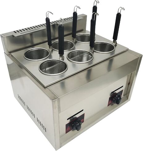 LP Gas 6 Hole Noodle Pasta Cooker Machine Table Top 6 Baskets Commercial Pasta Cooker 12L(3.17Gal) Capacity Pasta Cooking Tool 2800Pa in Saudi Arabia