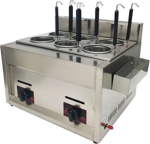LP Gas 6 Hole Noodle Pasta Cooker Machine Table Top 6 Baskets Commercial Pasta Cooker 12L(3.17Gal) Capacity Pasta Cooking Tool 2800Pa in Saudi Arabia