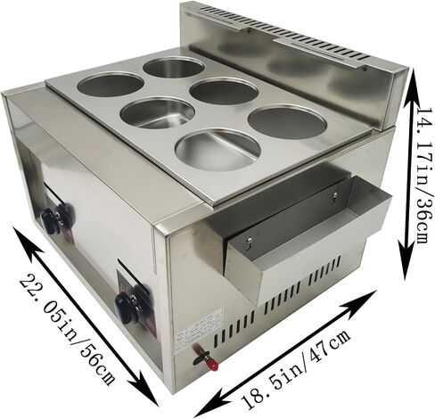 LP Gas 6 Hole Noodle Pasta Cooker Machine Table Top 6 Baskets Commercial Pasta Cooker 12L(3.17Gal) Capacity Pasta Cooking Tool 2800Pa in Saudi Arabia