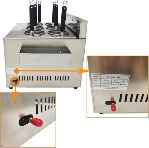 LP Gas 6 Hole Noodle Pasta Cooker Machine Table Top 6 Baskets Commercial Pasta Cooker 12L(3.17Gal) Capacity Pasta Cooking Tool 2800Pa in Saudi Arabia