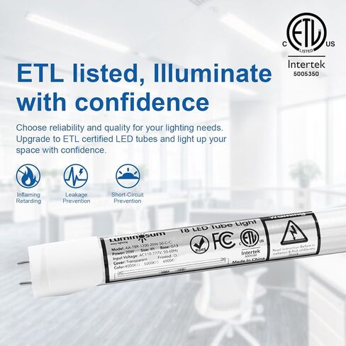 مصابيح أنبوبية T8 LED 4 أقدام 20 وات 40 وات تعادل 4000 كيلو أبيض طبيعي 2000LM، استبدال الفلورسنت T8 T10 T12، تجاوز الصابورة ثنائي النهاية، غطاء بلوري ETL مدرج للمتجر 16 حزمة in Kuwait