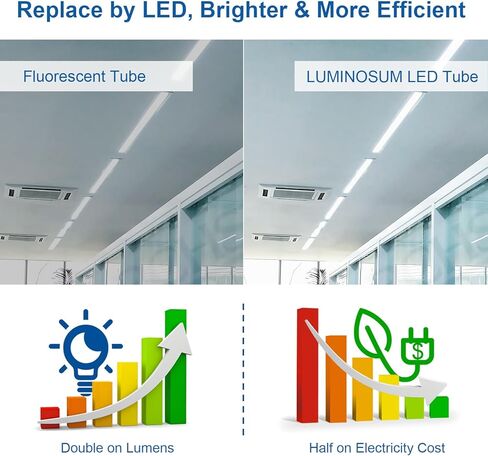 مصابيح أنبوبية T8 LED 4 أقدام 20 وات 40 وات تعادل 4000 كيلو أبيض طبيعي 2000LM، استبدال الفلورسنت T8 T10 T12، تجاوز الصابورة ثنائي النهاية، غطاء بلوري ETL مدرج للمتجر 16 حزمة in Kuwait