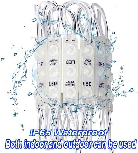 وحدة LED، مصابيح بديلة للنفخ باللون الأبيض 20 قطعة 9.8 قدم 3 LED فائقة السطوع 2835 SMD IP65 مقاومة للماء للعلامات الإعلانية مع شريط لاصق خلفي (ضوء أبيض) in Saudi Arabia
