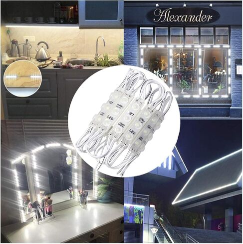 وحدة LED، مصابيح بديلة للنفخ باللون الأبيض 20 قطعة 9.8 قدم 3 LED فائقة السطوع 2835 SMD IP65 مقاومة للماء للعلامات الإعلانية مع شريط لاصق خلفي (ضوء أبيض) in Saudi Arabia