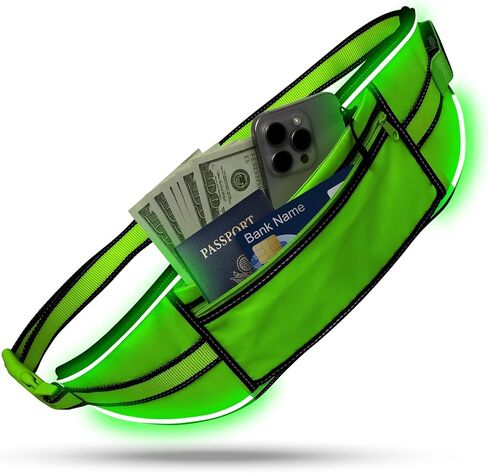 حزمة فاني LED للرجال والنساء، حزمة فاني كروس مع ضوء مؤشر البطارية، حزم خصر قابلة للتعديل مع حزام تشغيل LED لممارسة الرياضة والمشي لمسافات طويلة والسفر وحمل جميع الهواتف in Kuwait