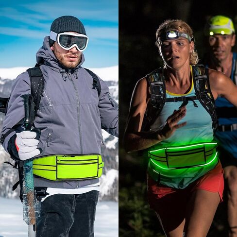 حزمة فاني LED للرجال والنساء، حزمة فاني كروس مع ضوء مؤشر البطارية، حزم خصر قابلة للتعديل مع حزام تشغيل LED لممارسة الرياضة والمشي لمسافات طويلة والسفر وحمل جميع الهواتف in Kuwait